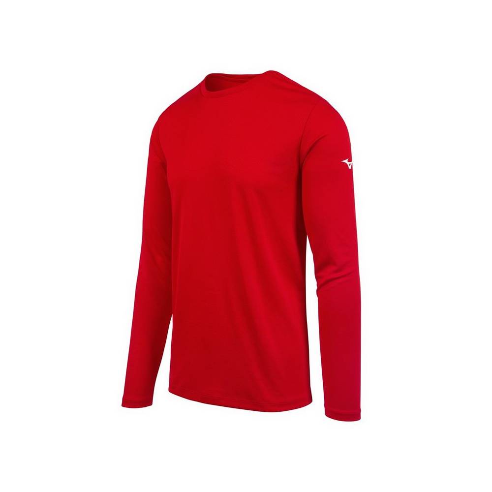 Camisetas Mizuno Long Sleeve Para Hombre Rojos 2593418-QI